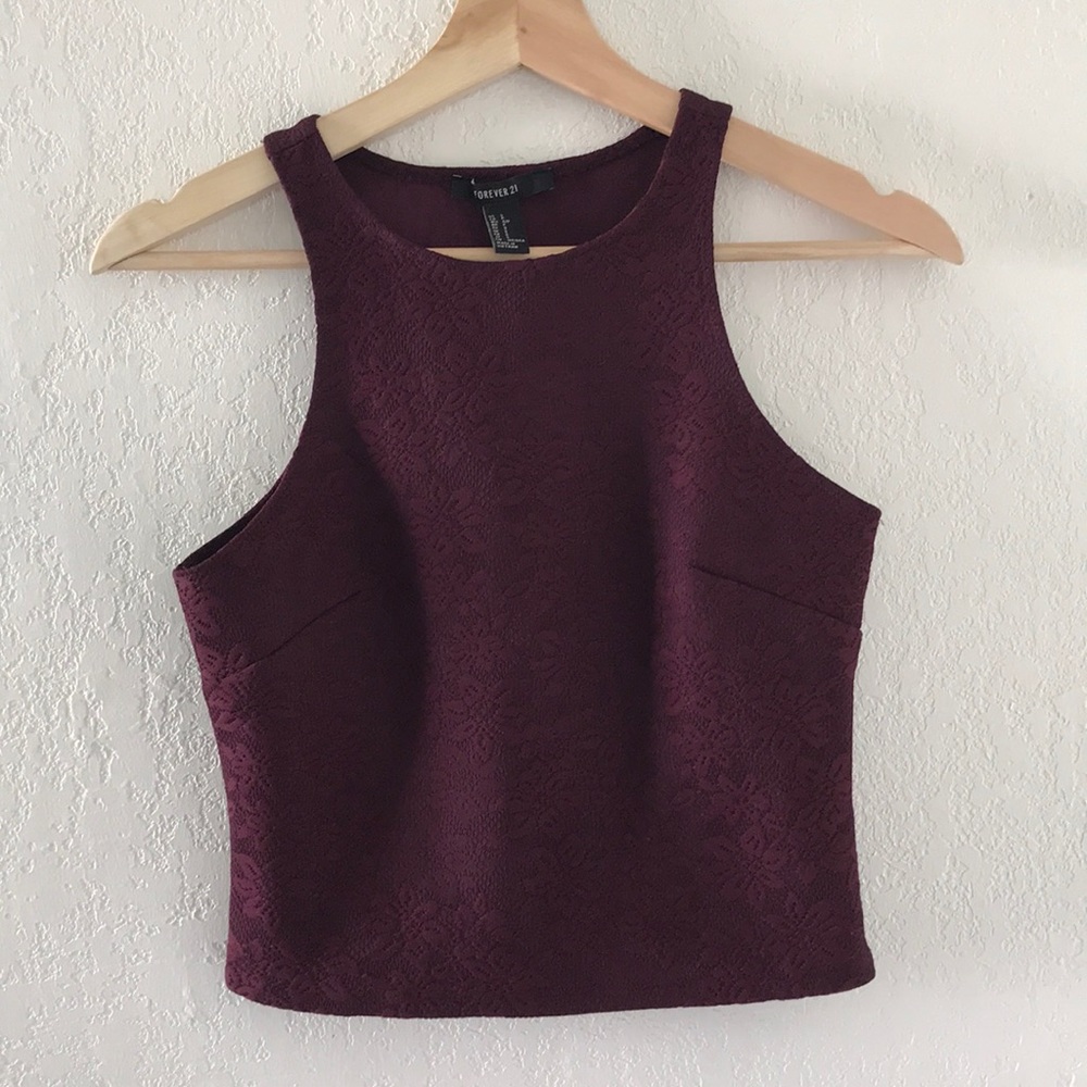 Forever 21 Burgundy Lace crop top